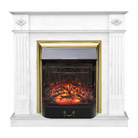 Каминокомплект портал Brighton Corner STD-ASP с электрокамином Royal Flame Majestic FX M Brass