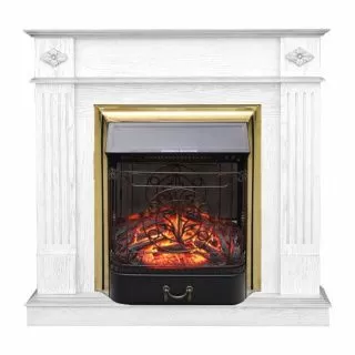 Каминокомплект портал Brighton Corner STD-ASP с электрокамином Royal Flame Majestic FX M Brass